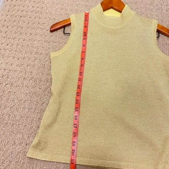 Vintage Sparkly Tinsel Knit Sleeveless Top Gold Yellow – S - Picture 5 of 6